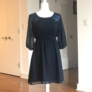 Chiffon & Sequin Half Sleeve Dress